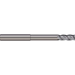 Corner Radius End Mill: 0.3937″ Dia, 0.4724″ LOC, 4 Flutes, Solid Carbide 38 ° Helix, Bright/Uncoated, Corner Radius End