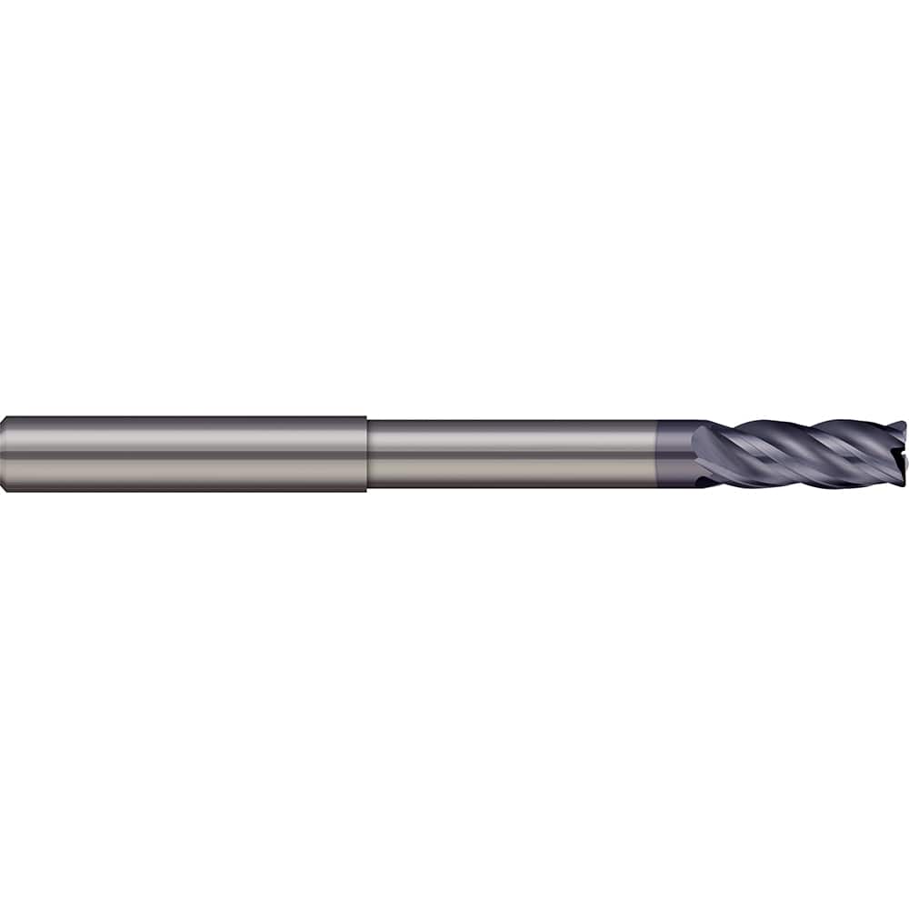Corner Radius End Mill: 3/8″ Dia, 3/4″ LOC, 0.02″ Radius, 4 Flutes, Solid Carbide 4″ OAL, 3/8″ Shank Dia, 38 ° Helix, AlTiN Coated, Corner Radius End, Centercutting