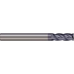 Corner Radius End Mill: 0.2362″ Dia, 0.6299″ LOC, 4 Flutes, Solid Carbide 38 ° Helix, AlTiN Coated, Corner Radius End