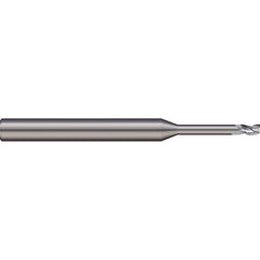 Square End Mill: 0.075'' Dia, 0.113'' LOC, 1/8'' Shank Dia, 2'' OAL, 3 Flutes, Solid Carbide Single End, Uncoated, 20 ° Helix, Centercutting, RH Cut, RH Flute