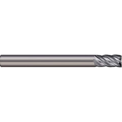 Square End Mill: 1/2'' Dia, 1'' LOC, 1/2'' Shank Dia, 3'' OAL, 5 Flutes, Solid Carbide Single End, Uncoated, 38 ° Variable Helix, Centercutting, RH Cut, RH Flute