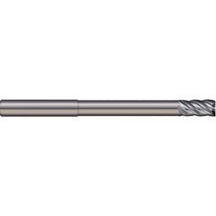 Square End Mill: 3/8'' Dia, 3/4'' LOC, 3/8'' Shank Dia, 4'' OAL, 5 Flutes, Solid Carbide Single End, Uncoated, 38 ° Variable Helix, Centercutting, RH Cut, RH Flute