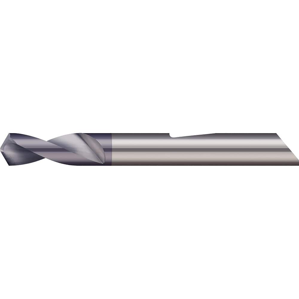 90° 3.5433″ Diam 1-1/2″ OAL 2-Flute Solid Carbide Spotting Drill AlTiN Finish, 0.06″ Flute Length, 3/16″ Shank Diam, Series QSPD