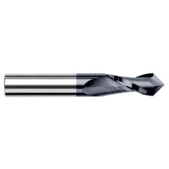 0.3750″ (3/8″) Cutter Diameter × 0.8750″ (7/8″) Length of Cut × 82° included Carbide Drill/End Mill, 2 Flutes, AlTiN Coated - Exact Industrial Supply