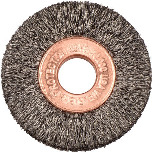 1-1/2″ Small Diameter Crimped Wire Wheel, .006″ Steel Fill, 3/8″ Arbor Hole - Americas Industrial Supply