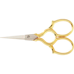 Fiskars - Scissors & Shears; Blade Material: Steel; Double-Plated Chrome-Over-Nickel Finish ; Handle Material: Steel; Gold-Plated ; Length of Cut (Inch): 1.8 ; Handle Style: Double Loop ; Overall Length Range: 3" - Exact Industrial Supply