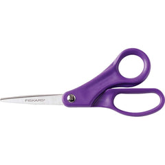Fiskars - Scissors & Shears; Blade Material: Stainless Steel ; Handle Material: Plastic ; Length of Cut (Inch): 2.6 ; Handle Style: Bent ; Overall Length Range: 7" - Exact Industrial Supply