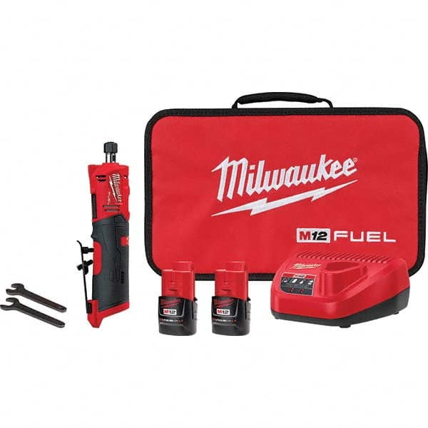 Milwaukee Tool - 1/4" Collet, 20,000 RPM, Straight, Electric Die Grinder - Americas Industrial Supply