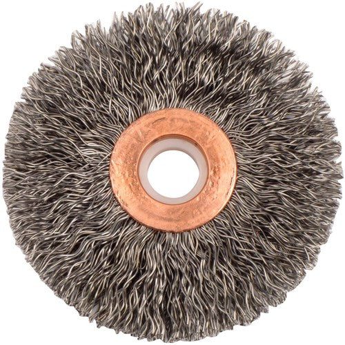2-1/2″ Small Diameter Crimped Wire Wheel, .014″ Steel Fill, 1/2″-3/8″ Arbor Hole - Americas Industrial Supply