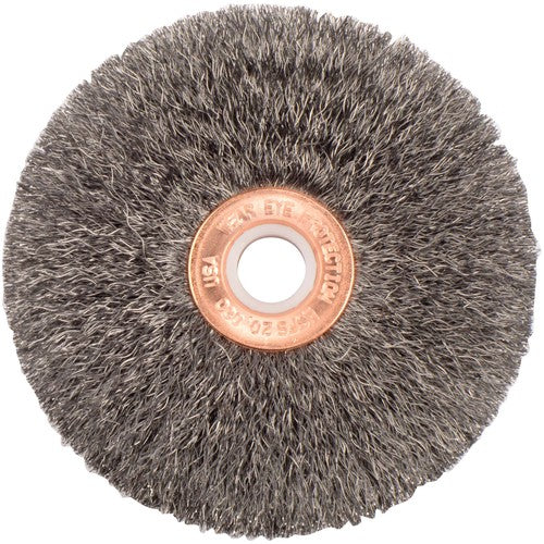 3″ Small Diameter Crimped Wire Wheel, .006″ Steel Fill, 1/2″ Arbor Hole - Americas Industrial Supply