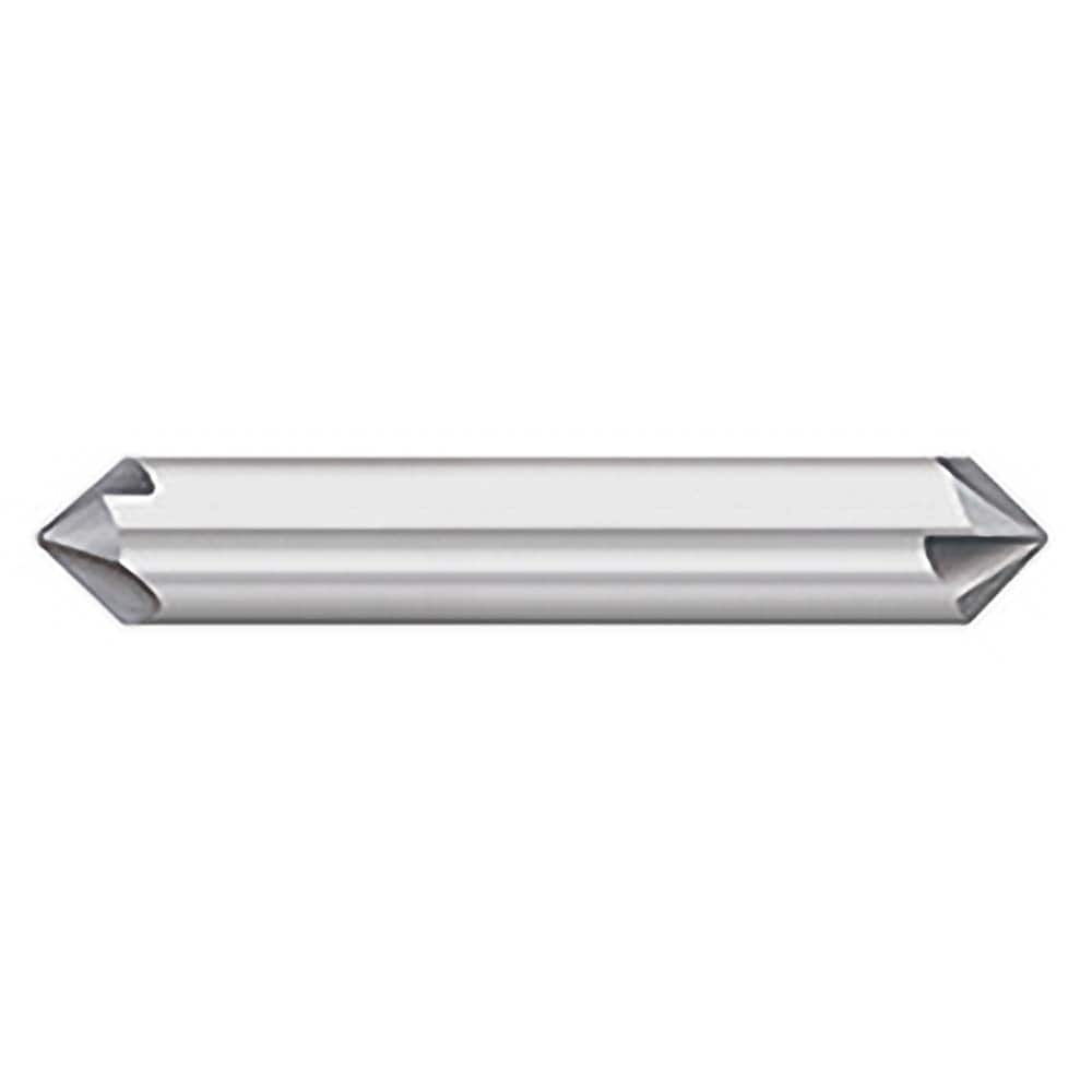 Titan USA - Chamfer Mills; Cutter Head Diameter (Inch): 1/4 ; Included Angle B: 49 ; Included Angle A: 82 ; Chamfer Mill Material: Solid Carbide ; Chamfer Mill Finish/Coating: Uncoated ; Overall Length (Inch): 2-1/2 - Exact Industrial Supply