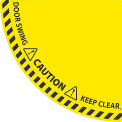 NMC - Adhesive Backed Floor Signs; Message Type: Workplace/Safety ; Graphic Type: Doorway ; Message or Graphic: DOOR SWING, KEEP CLEAR ; Legend: DOOR SWING, KEEP CLEAR ; Color: Yellow; Black ; Special Color Properties: No Special Color Properties - Exact Industrial Supply