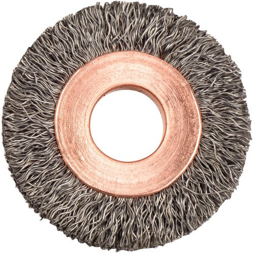 1-1/4″ Small Diameter Crimped Wire Wheel, .008″ Steel Fill, 3/8″ Arbor Hole - Americas Industrial Supply
