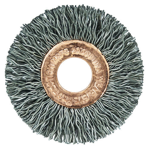 1-1/2″ Small Diameter Crimped Wire Wheel, .008″ Steel Fill, 1/2″ Arbor Hole - Americas Industrial Supply