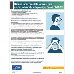 NMC - "COVID-19 - Use Una Cubierta De Tela Para Cara Para Ayudar A Desacelerar La Propagacion Del COVID-19", 12" Wide x 18" High, Vinyl Safety Sign - Americas Industrial Supply