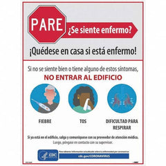 NMC - "PARE - Se Siente Enfermo", 18" Wide x 24" High, Paper Safety Sign - Americas Industrial Supply