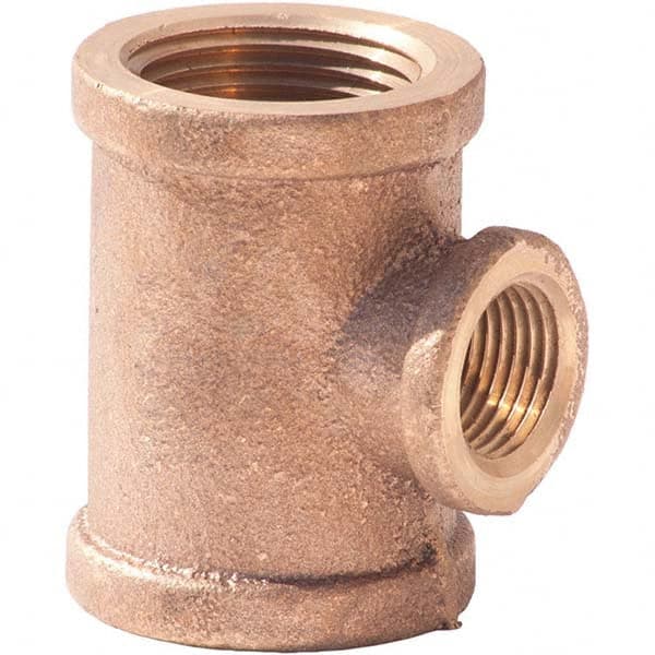 Merit Brass - Brass & Chrome Pipe Fittings Type: Reducing Tee Fitting Size: 1/2 x 1/2 x 3/8 - Americas Industrial Supply