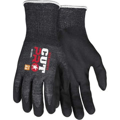 MCR Safety - Size 2XL, ANSI Cut Lvl A4, Puncture Lvl 4, Abrasion Lvl 5, Nitrile Coated Cut Resistant Gloves - Palm & Fingers Coated, Knit Wrist, Black, Paired - Americas Industrial Supply