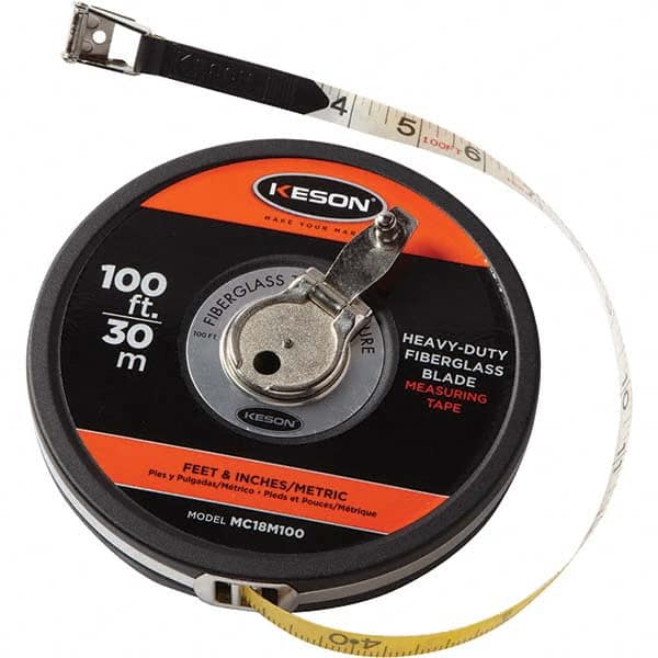 Keson - 100' x 1/2" White Blade Tape Measure - Americas Industrial Supply