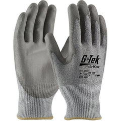‎16-560/S Coated Gloves w/Polykor - G-Tek PolyKor - Gray 13G Seamless Knit Shell - Gray PU Smooth Grip - A4 - Exact Industrial Supply