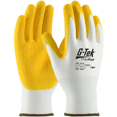 ‎16-813/S Coated Gloves w/Polykor - G-Tek PolyKor - White 13G Shell - Yellow Latex Coat Crinkle Grip - A2 - Exact Industrial Supply