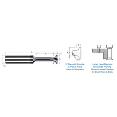Corner Rounding End Mills - 0.1250″ (1/8″) Radius × 0.5000″ (1/2″) Head Diameter × 0.5000″ (1/2″) Neck Length Carbide 5° Flare Back Corner Rounding End Mill, 4 Flutes, AlTiN Coated