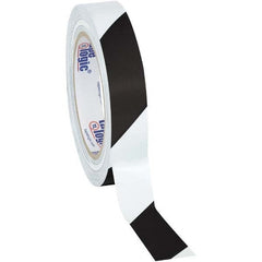 Floor & Aisle Marking Tape: 1″ Wide, 108' Long, 7 mil Thick, Vinyl Black & White, Anti-Slip Surface, Heavy-Duty