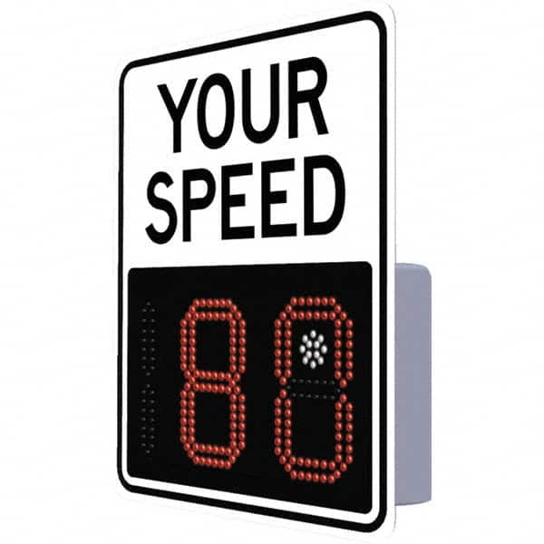 Speed Limit Sign: Rectangle, ″Your Speed″ Aluminum & Polycarbonate, Post Mount, 23″ High