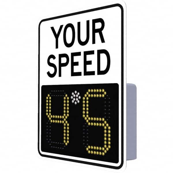 Speed Limit Sign: Rectangle, ″Your Speed″ Aluminum & Polycarbonate, Post Mount, 23″ High