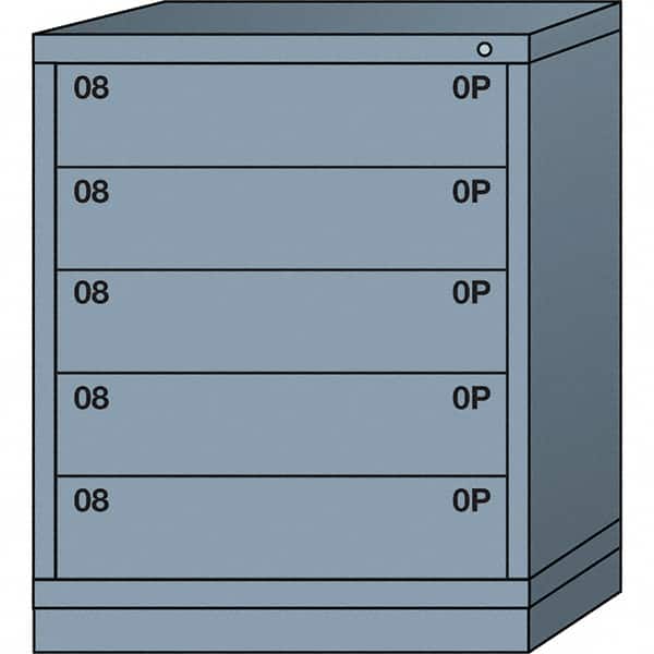 Lyon - 5 Drawer, Standard Mid-Range - Single Drawer Access Cabinet - Steel, 30" Wide x 28-1/4" Deep x 37-15/79" High, Dove Gray - Americas Industrial Supply