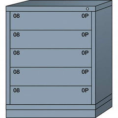Lyon - 5 Drawer, Standard Mid-Range - Multiple Drawer Access Cabinet - Steel, 30" Wide x 28-1/4" Deep x 37-15/79" High, Dove Gray - Americas Industrial Supply