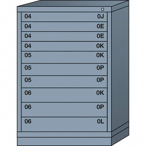 Lyon - 10 Drawer, Standard Counter - Single Drawer Access Cabinet - Steel, 30" Wide x 28-1/4" Deep x 44-1/4" High, Dove Gray - Americas Industrial Supply