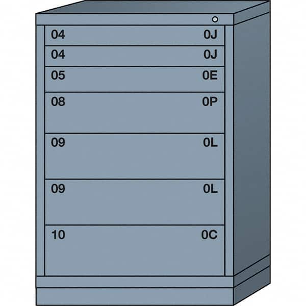 Lyon - 7 Drawer, Standard Counter - Multiple Drawer Access Cabinet - Steel, 30" Wide x 28-1/4" Deep x 44-1/4" High, Dove Gray - Americas Industrial Supply