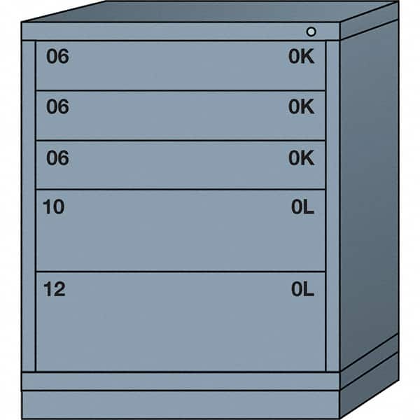 Lyon - 5 Drawer, Standard Mid-Range - Multiple Drawer Access Cabinet - Steel, 30" Wide x 28-1/4" Deep x 37-15/79" High, Dove Gray - Americas Industrial Supply