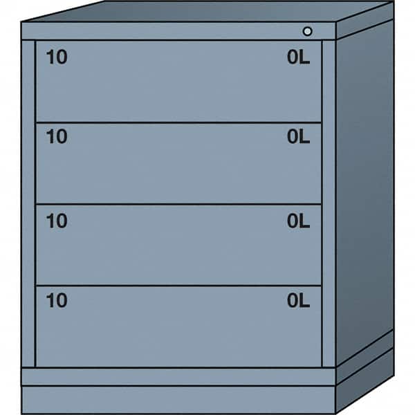 Lyon - 4 Drawer, Standard Mid-Range - Single Drawer Access Cabinet - Steel, 30" Wide x 28-1/4" Deep x 37-15/79" High, Dove Gray - Americas Industrial Supply