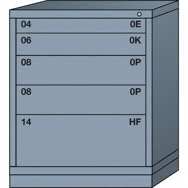 Lyon - 5 Drawer, Standard Mid-Range - Single Drawer Access Cabinet - Steel, 30" Wide x 28-1/4" Deep x 37-15/79" High, Dove Gray - Americas Industrial Supply