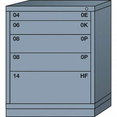 Lyon - 5 Drawer, Standard Mid-Range - Single Drawer Access Cabinet - Steel, 30" Wide x 28-1/4" Deep x 37-15/79" High, Dove Gray - Americas Industrial Supply