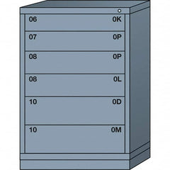 Lyon - 6 Drawer, Standard Counter - Single Drawer Access Cabinet - Steel, 30" Wide x 28-1/4" Deep x 44-1/4" High, Dove Gray - Americas Industrial Supply