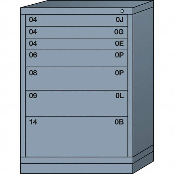 Lyon - 7 Drawer, Standard Counter - Single Drawer Access Cabinet - Steel, 30" Wide x 28-1/4" Deep x 44-1/4" High, Dove Gray - Americas Industrial Supply