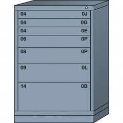 Lyon - 7 Drawer, Standard Counter - Multiple Drawer Access Cabinet - Steel, 30" Wide x 28-1/4" Deep x 44-1/4" High, Dove Gray - Americas Industrial Supply