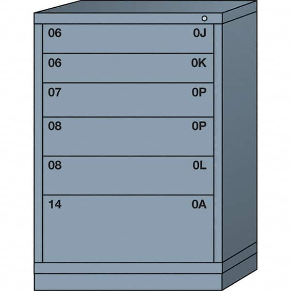 Lyon - 6 Drawer, Standard Counter - Single Drawer Access Cabinet - Steel, 30" Wide x 28-1/4" Deep x 44-1/4" High, Dove Gray - Americas Industrial Supply