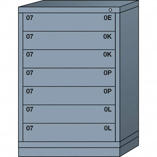 Lyon - 7 Drawer, Standard Counter - Single Drawer Access Cabinet - Steel, 30" Wide x 28-1/4" Deep x 44-1/4" High, Dove Gray - Americas Industrial Supply