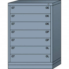 Lyon - 7 Drawer, Standard Counter - Multiple Drawer Access Cabinet - Steel, 30" Wide x 28-1/4" Deep x 44-1/4" High, Dove Gray - Americas Industrial Supply