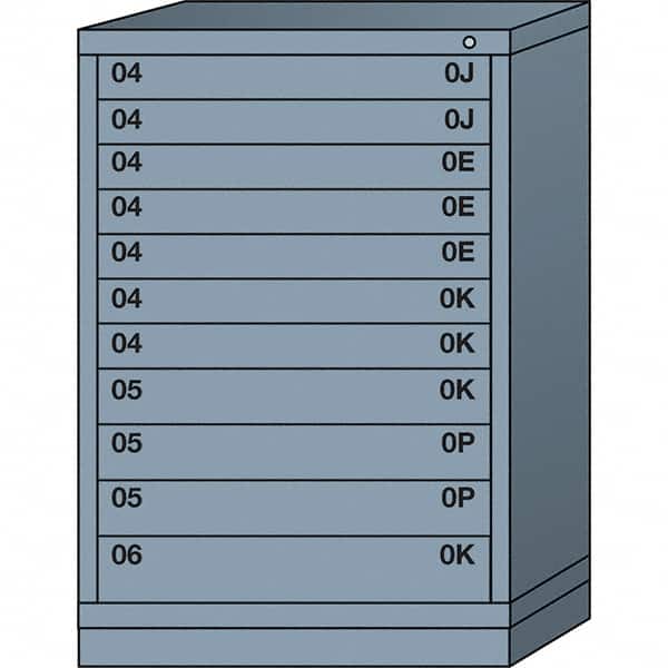 Lyon - 11 Drawer, Standard Counter - Single Drawer Access Cabinet - Steel, 30" Wide x 28-1/4" Deep x 44-1/4" High, Dove Gray - Americas Industrial Supply