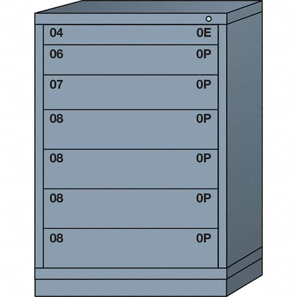 Lyon - 7 Drawer, Standard Counter - Single Drawer Access Cabinet - Steel, 30" Wide x 28-1/4" Deep x 44-1/4" High, Dove Gray - Americas Industrial Supply