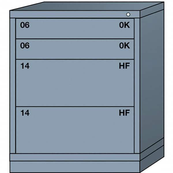 Lyon - 4 Drawer, Standard Counter - Single Drawer Access Cabinet - Steel, 30" Wide x 28-1/4" Deep x 37-15/79" High, Dove Gray - Americas Industrial Supply