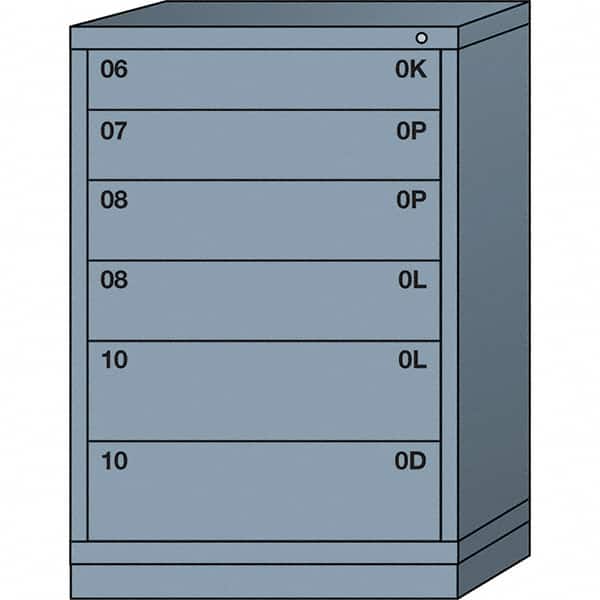 Lyon - 6 Drawer, Standard Counter - Single Drawer Access Cabinet - Steel, 30" Wide x 28-1/4" Deep x 44-1/4" High, Dove Gray - Americas Industrial Supply