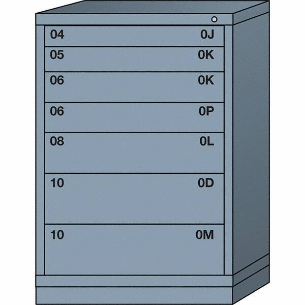 Lyon - 7 Drawer, Standard Counter - Single Drawer Access Cabinet - Steel, 30" Wide x 28-1/4" Deep x 44-1/4" High, Dove Gray - Americas Industrial Supply