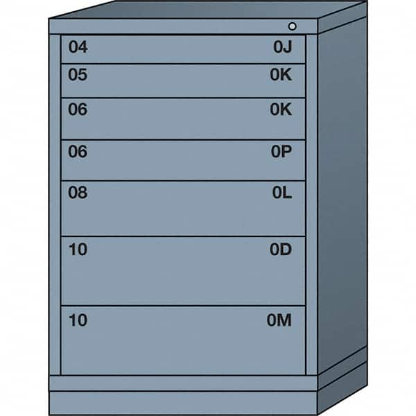 Lyon - 7 Drawer, Standard Counter - Multiple Drawer Access Cabinet - Steel, 30" Wide x 28-1/4" Deep x 44-1/4" High, Dove Gray - Americas Industrial Supply