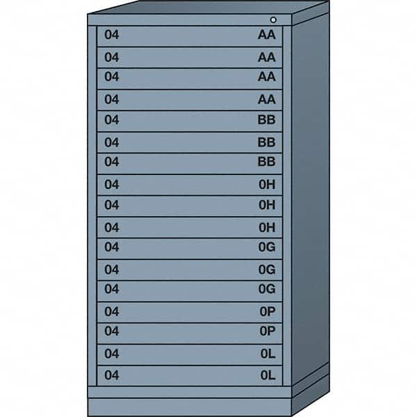 Lyon - 17 Drawer, Standard Eye-Level - Single Drawer Access Cabinet - Steel, 30" Wide x 28-1/4" Deep x 59-1/4" High, Dove Gray - Americas Industrial Supply